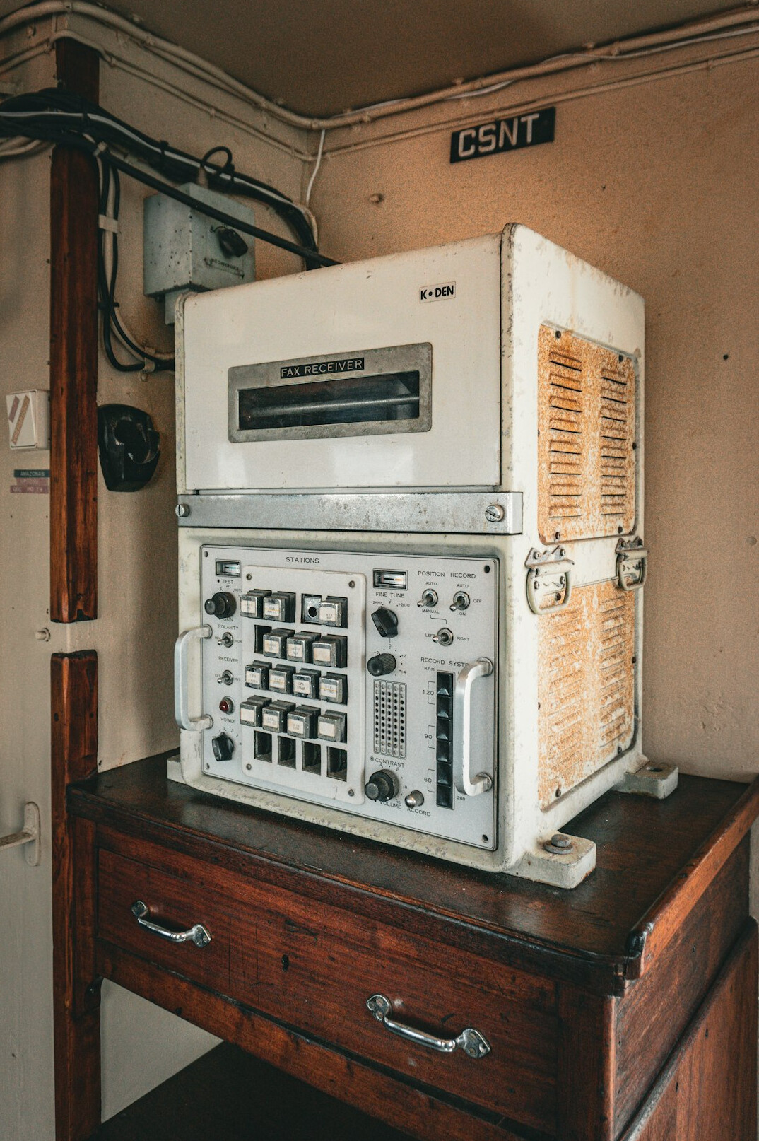 Rack of network and signal equipment in a data room