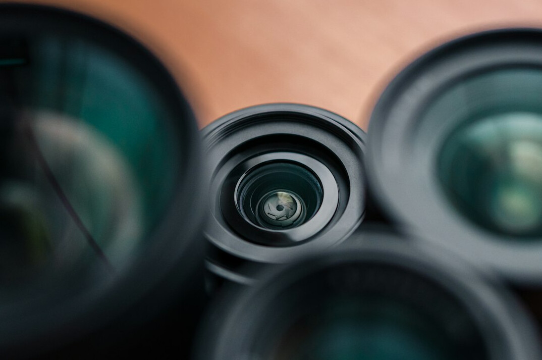 Close-up of a professional camera lens