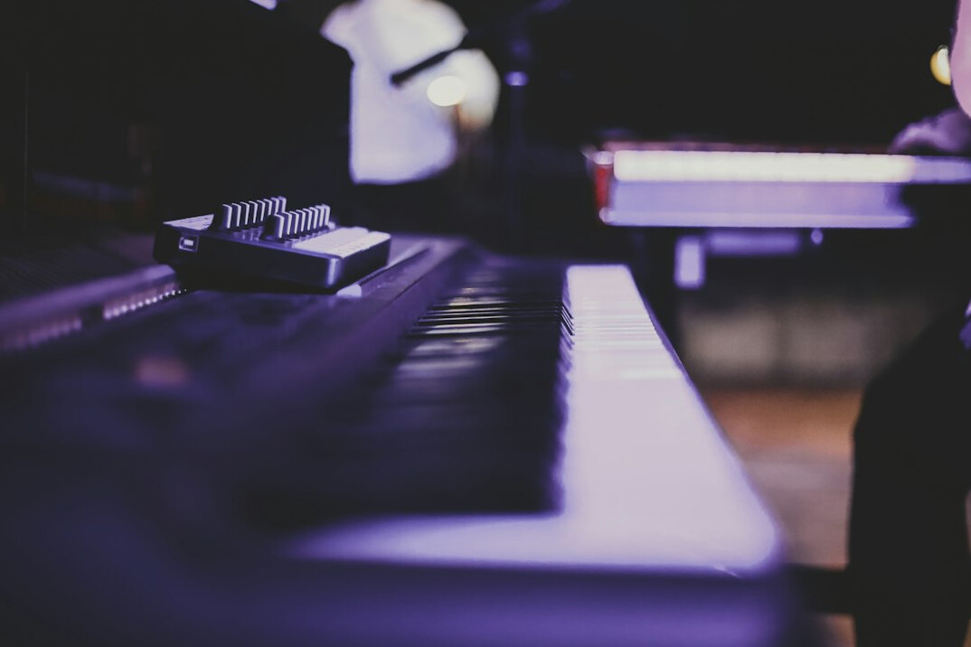 Recording studio console with monitors